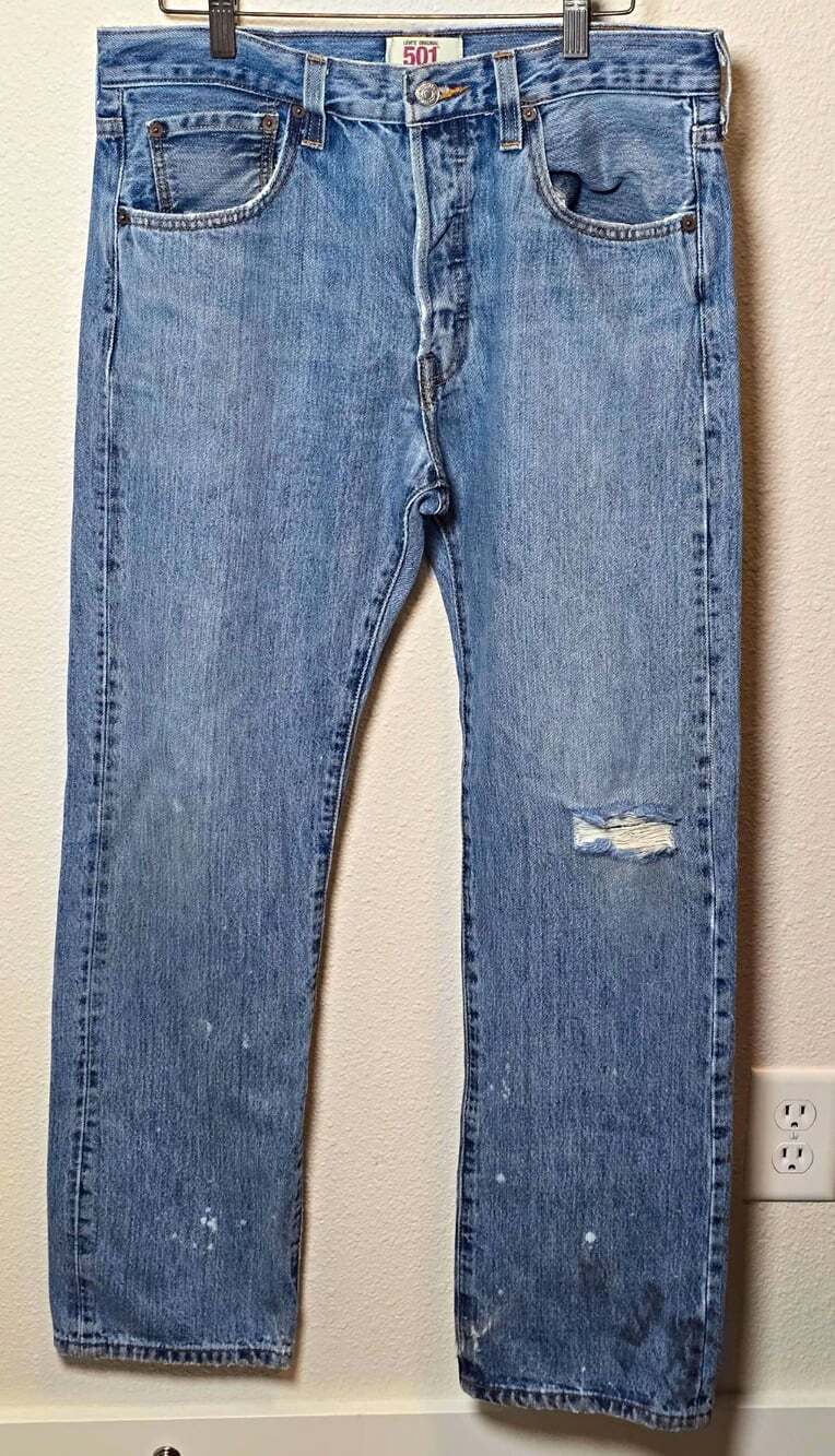 Levi’s 501 Men’s Straight Leg Button Fly Jeans Blue Light Wash Denim Big & Tall